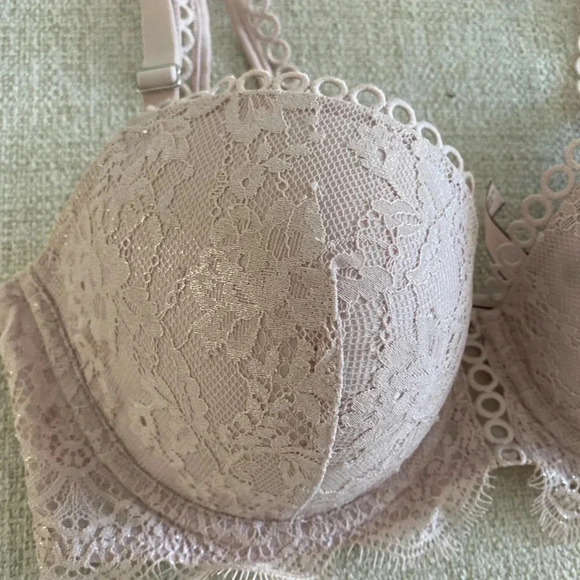 Victoria Secret Dream Angels Lace Demi Bra Shimmering Pink 32DD - Picture 7 of 8